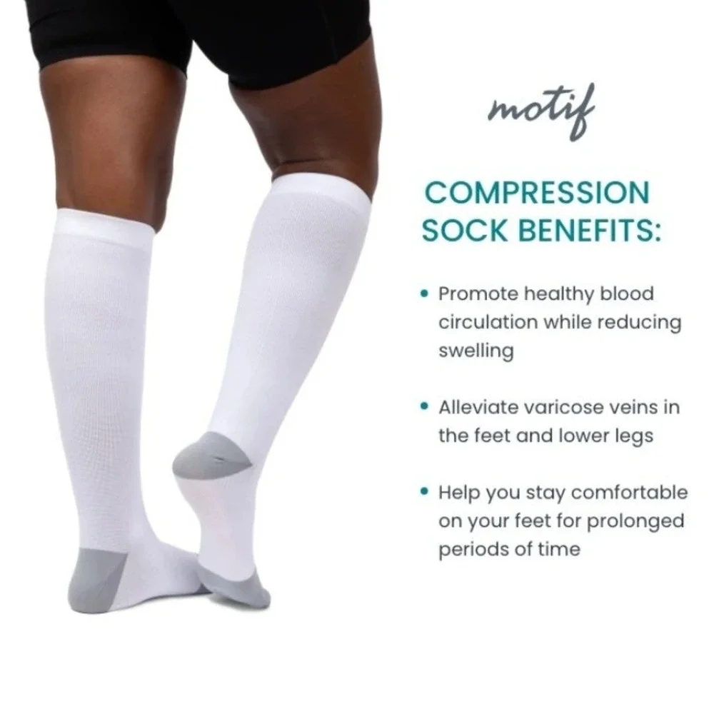 Motif Medical Maternity Compression Socks White/Gray Size‎ Medium